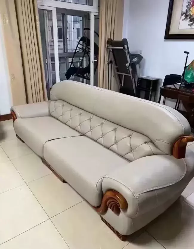 现代三人沙发浅色换面成品